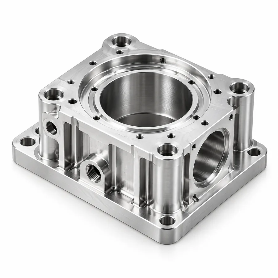 Illustrative machined aluminium housing